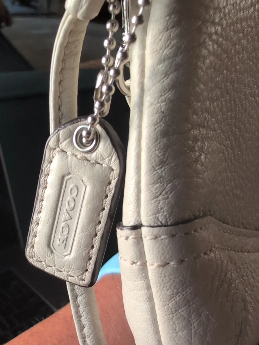 Coach Cream Pebbled Leather Wristlet with Hangtag